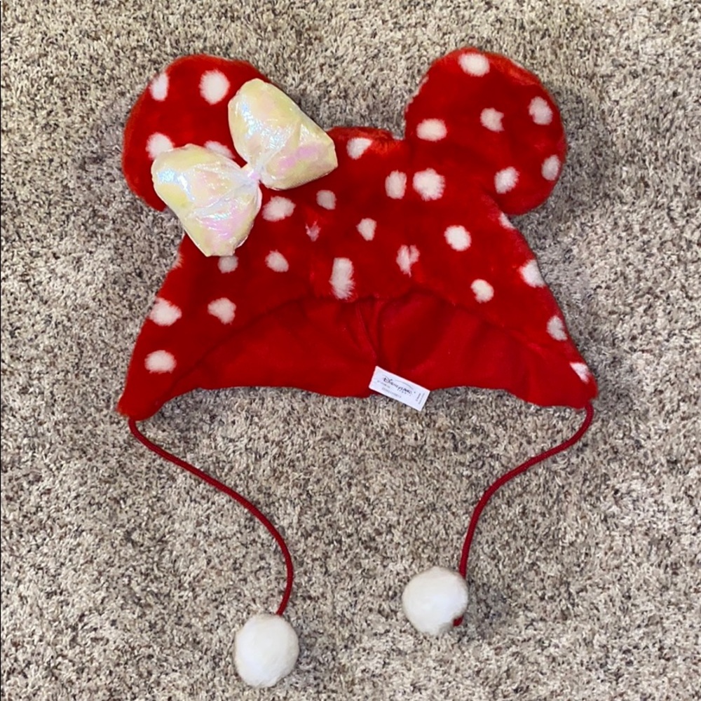 Plush Minnie Mouse Winter Hat with Tassels